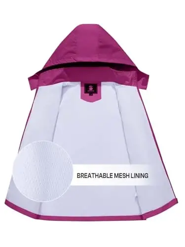 SaphiRose Kids Waterproof Rain Jacket Mesh Lined with Removable Hood | Lightweight rain coat, windproof, breathable, school, camping, travel, outdoor play, boys and girls - 5