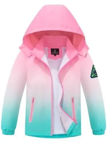 SaphiRose Kids Waterproof Rain Jacket Mesh Lined with Removable Hood | Lightweight rain coat, windproof, breathable, school, camping, travel, outdoor play, boys and girls - SaphiRose