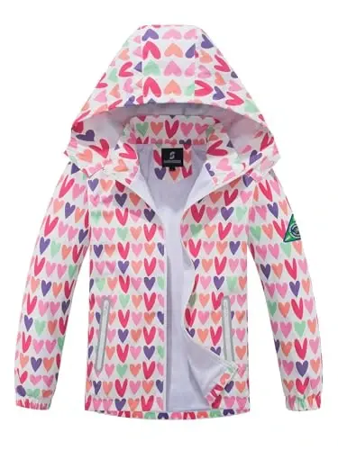 SaphiRose Kids Waterproof Rain Jacket Mesh Lined with Removable Hood | Lightweight rain coat, windproof, breathable, school, camping, travel, outdoor play, boys and girls - 1