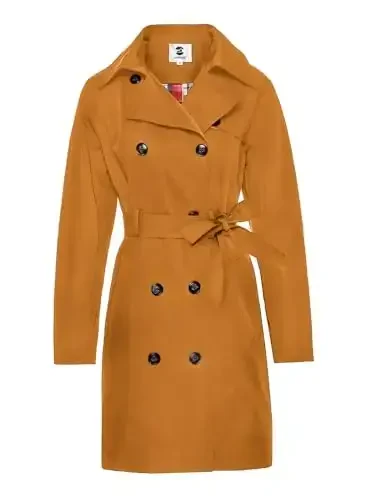 SaphiRose Women's Water-Resistant Trench Coat Double-Breasted Long Peacoat with Removable Hood - SAPHIROSE