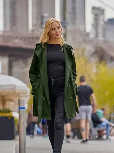 SaphiRose Women's Water-Resistant Trench Coat Double-Breasted Long Peacoat with Removable Hood - 6