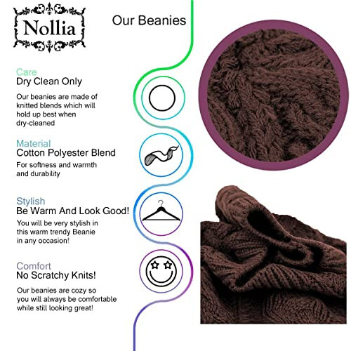 Шапка-бини Nollia Soft Knit Solid Color, стильная и легкая вязаная крючком шапка в стиле бини для женщин, размер универсальный, свободного кроя - 3