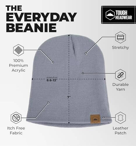 Шапка бини с ежедневной вязкой Tough Headwear - Шапка бини для мужчин - Зимние шапки для мужчин и женщин - Теплые вязаные шапки для холодной погоды - 3