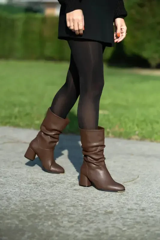 Сапоги-гармошка на каблуке, горький кофе-горький кофе - 3
