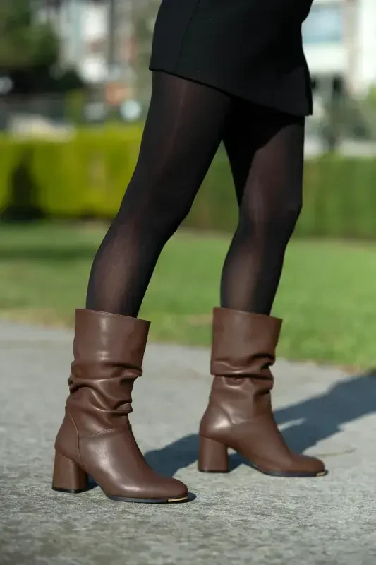 Сапоги-гармошка на каблуке, горький кофе-горький кофе - 4