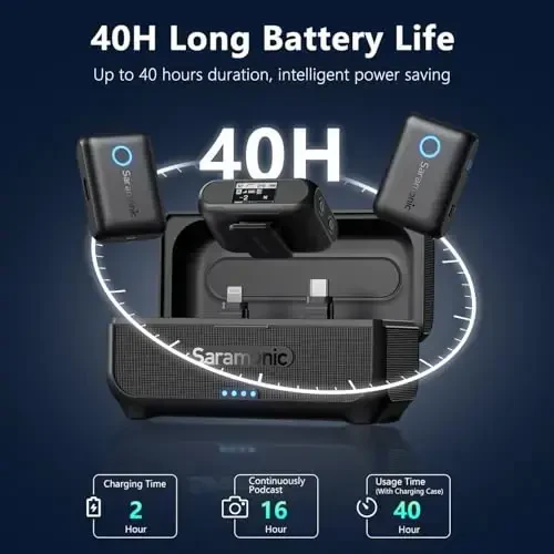 Saramonic BLINK500B2+ Wireless Lavalier Microphone for iPhone Android Type-C Smartphone Camera, 492ft Range, 20h Battery Life, Clip on Wireless Lapel Mic for Live Streaming Video Conference Recording - 4