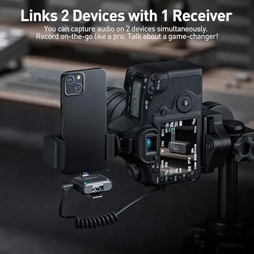 Saramonic BLINK500B2+ Wireless Lavalier Microphone for iPhone Android Type-C Smartphone Camera, 492ft Range, 20h Battery Life, Clip on Wireless Lapel Mic for Live Streaming Video Conference Recording - 1