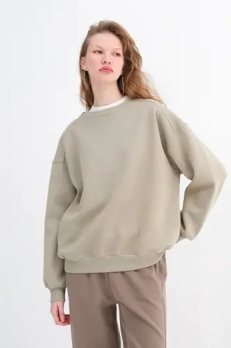 Şardonlu Basic Sweatshirt S3408-K11 - Haki - 1