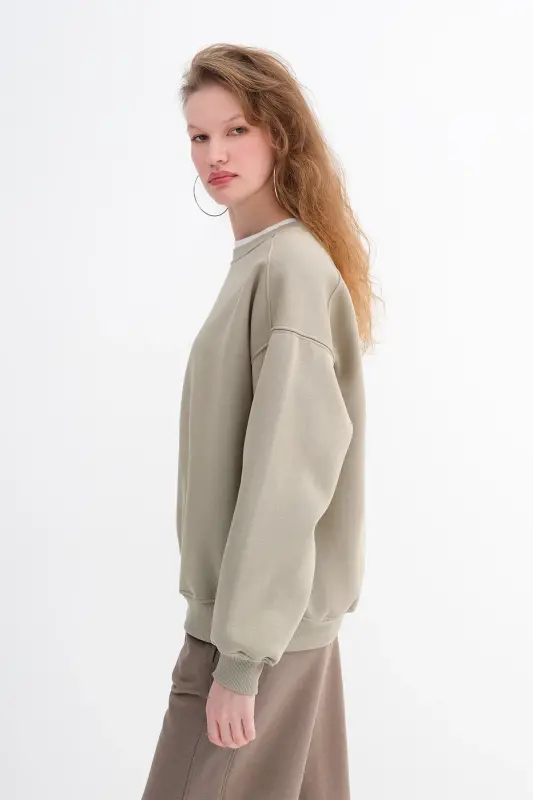 Şardonlu Basic Sweatshirt S3408-K11 - Haki - 4