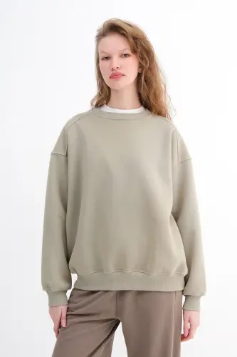 Şardonlu Basic Sweatshirt S3408-K11 - Haki - 5