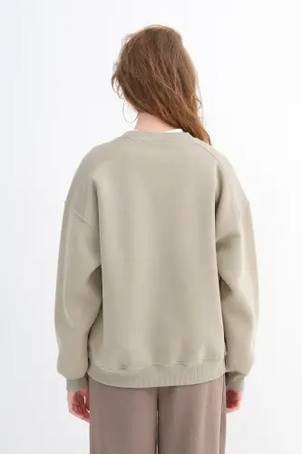 Şardonlu Basic Sweatshirt S3408-K11 - Haki - 6
