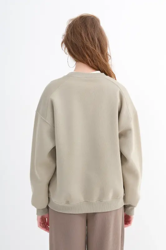 Şardonlu Basic Sweatshirt S3408-K11 - Haki - 6