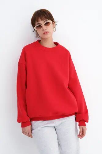 Şardonlu Basic Sweatshirt S3408-K11 - Kırmızı - 1