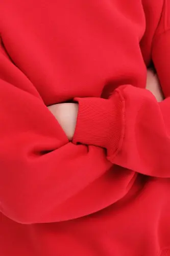 Şardonlu Basic Sweatshirt S3408-K11 - Kırmızı - 3