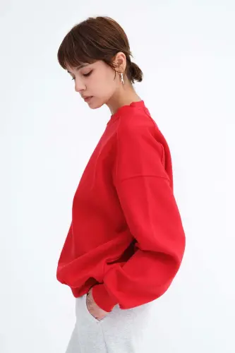 Şardonlu Basic Sweatshirt S3408-K11 - Kırmızı - 4