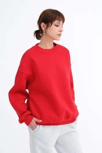 Şardonlu Basic Sweatshirt S3408-K11 - Kırmızı - 5