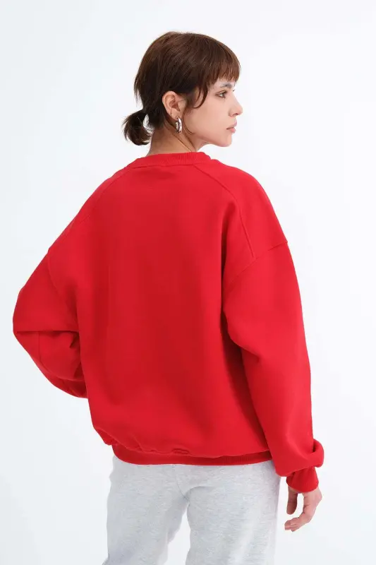 Şardonlu Basic Sweatshirt S3408-K11 - Kırmızı - 6