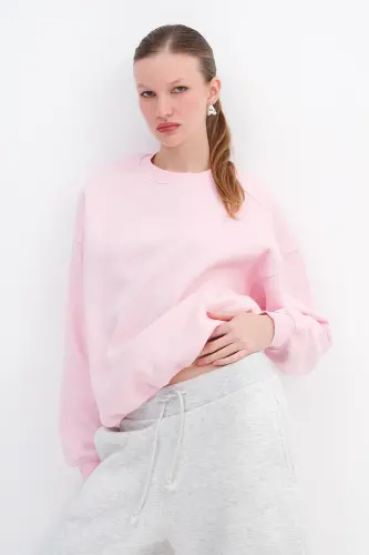 Şardonlu Basic Sweatshirt S3408-K11-Pembe - 1