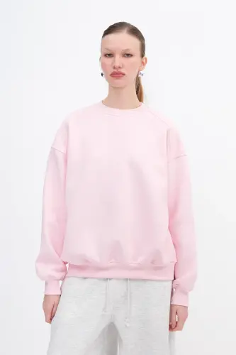 Şardonlu Basic Sweatshirt S3408-K11-Pembe - ADDAX (1)