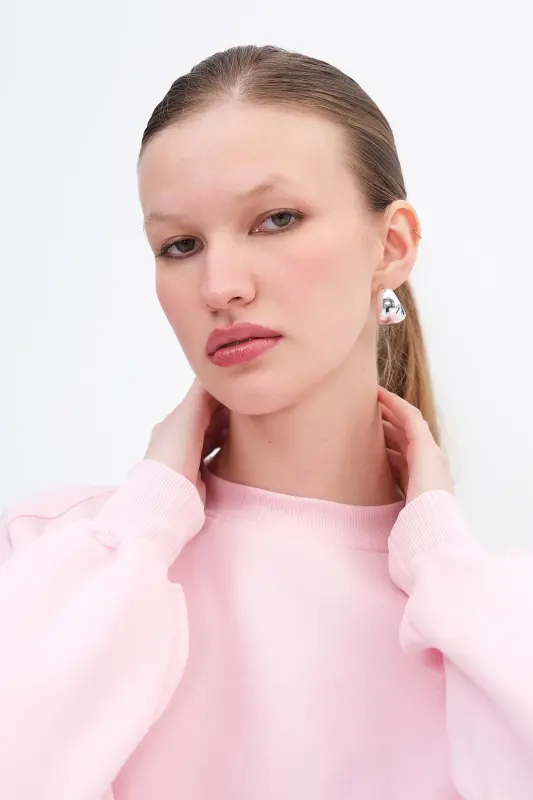 Şardonlu Basic Sweatshirt S3408-K11-Pembe - 4