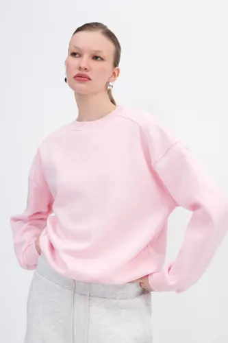 Şardonlu Basic Sweatshirt S3408-K11-Pembe - 6