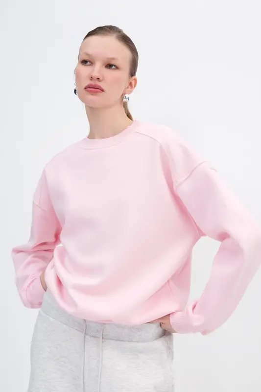 Şardonlu Basic Sweatshirt S3408-K11-Pembe - 6