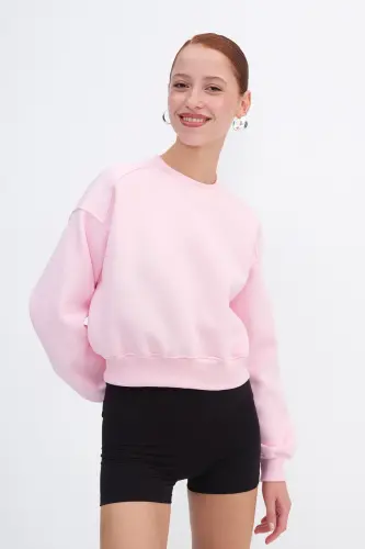 Şardonlu Basic Sweatshirt S3812-İ13-Pembe 