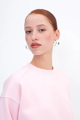 Şardonlu Basic Sweatshirt S3812-İ13-Pembe - 4