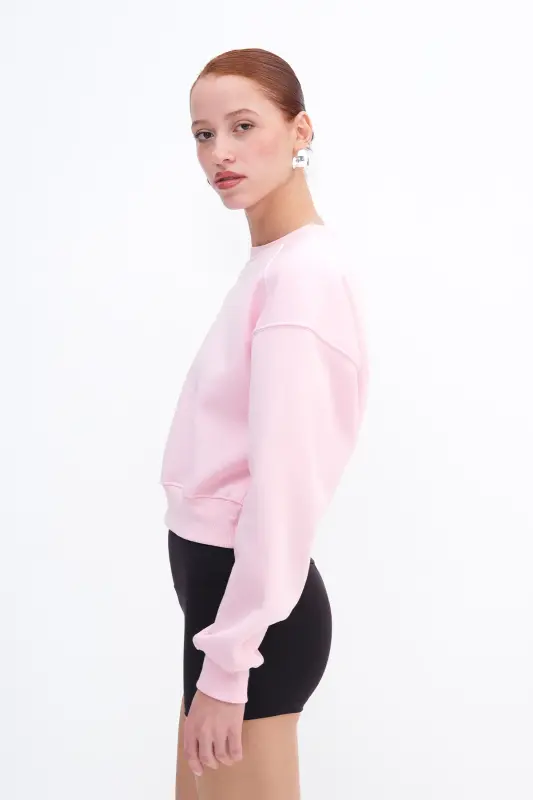 Şardonlu Basic Sweatshirt S3812-İ13-Pembe - 5