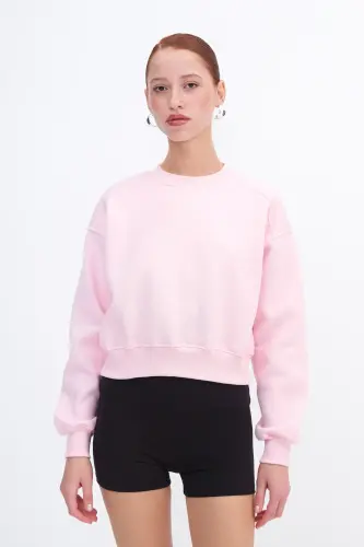 Şardonlu Basic Sweatshirt S3812-İ13-Pembe - ADDAX (1)