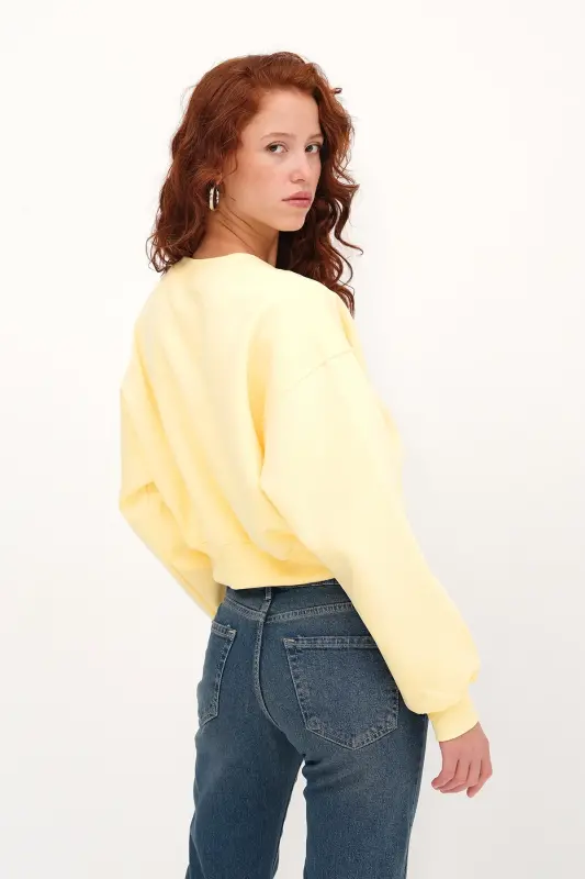 Şardonlu Basic Sweatshirt S3812-İ13-Sarı - 6