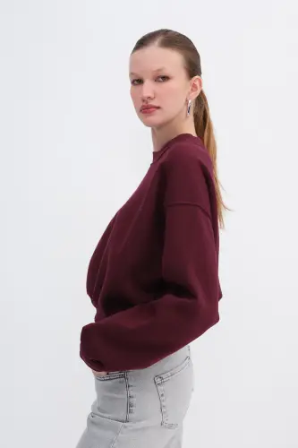 Şardonlu Basic Sweatshirt S3812-İ13-Bordo - 2