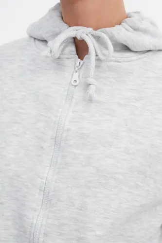 Şardonlu Fermuarlı Sweatshirt H3717-S12 - Kar Melanj - 3