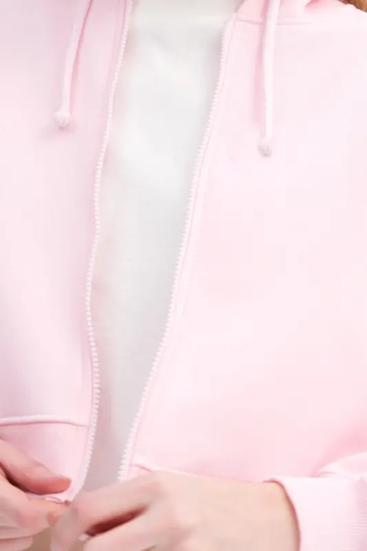 Şardonlu Fermuarlı Sweatshirt H3717-S12 - Pembe - 3