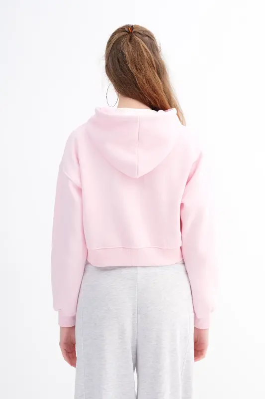Şardonlu Fermuarlı Sweatshirt H3717-S12 - Pembe - 6