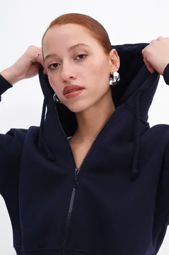 Şardonlu Fermuarlı Sweatshirt H3717-S12-Laci - 2