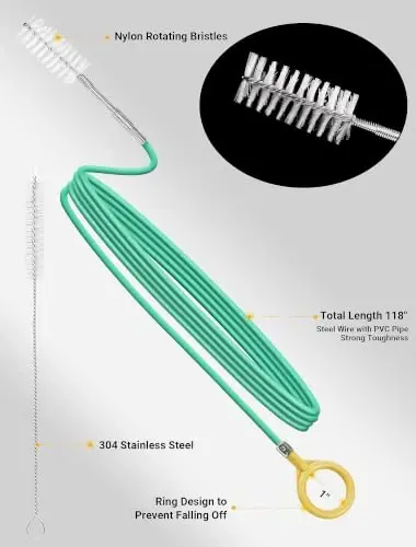 SARDVISA 120-Inch Sunroof Drain Cleaning Kit with Flush Pump and Hose | 120-Inch Flexible Brush, Large-Capacity Flush Pump, Clear Hose and Mini Brush Help Clean Curved Automotive Drain Tubes - SARDVISA (1)
