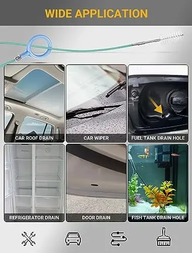 SARDVISA 2'li Paket Otomatik Sunroof Drenaj Temizleme Aleti, 78 İnç Esnek Drenaj Fırçası Boru Temizleyiciler Araba için, Tüp Temizleme Fırçası İnce Drenaj Tarama Aleti Araba Sunroof, Ön Cam Silecek Drenaj Deliği için Mükemmel - 6