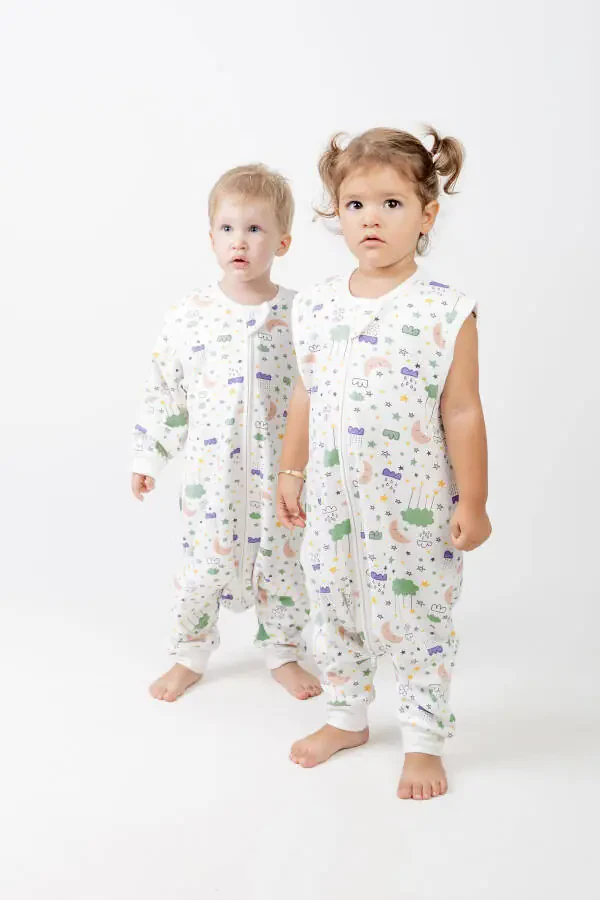 Sare Baby Bebek Uyku Tulumu %100 Doğal Pamuk Çift Kat Özel Kumaş Unisex 1.0 Tog-Ekru - 2