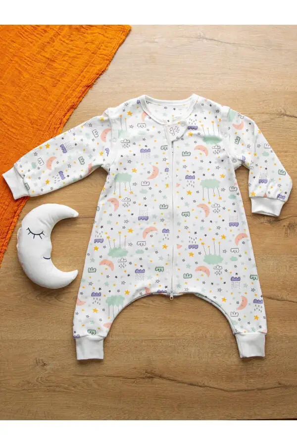 Sare Baby Bebek Uyku Tulumu %100 Doğal Pamuk Çift Kat Özel Kumaş Unisex 1.0 Tog-Ekru - 3