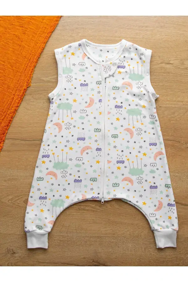 Sare Baby Bebek Uyku Tulumu %100 Doğal Pamuk Çift Kat Özel Kumaş Unisex 1.0 Tog-Ekru - 5