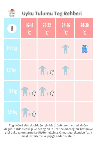 Sare Baby Bebek Uyku Tulumu %100 Doğal Pamuk Çift Kat Özel Kumaş Unisex 1.0 Tog-Ekru - 6