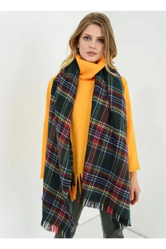 Шарф-палантин унисекс в зеленую клетку - зеленую клетку - 2