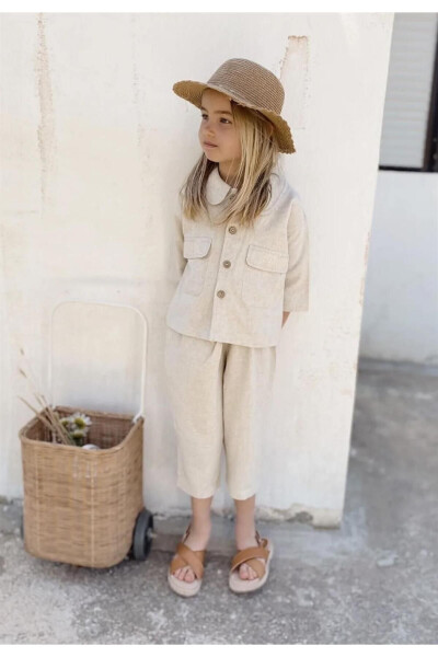 Sarh Linen Buttoned Jacket 2-7 Years Natural - 5