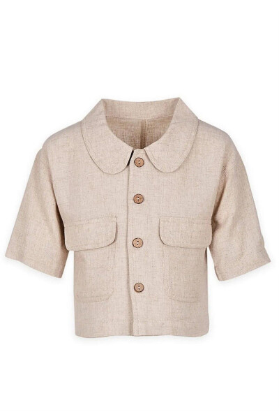 Sarh Linen Buttoned Jacket 2-7 Years Natural - 7