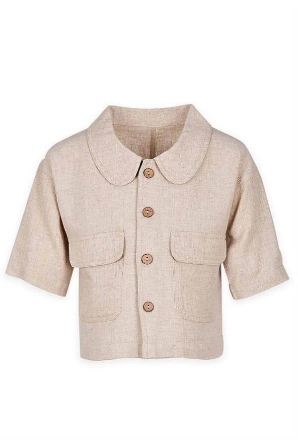 Sarh Linen Buttoned Jacket 2-7 Years Natural - 3