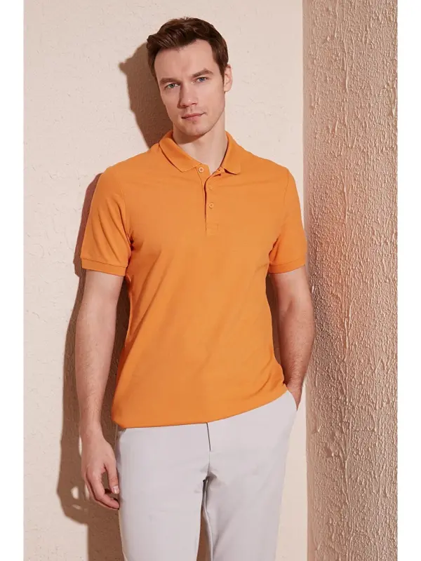 Sarı %100 Pamuk Düğmeli Regular Fit Polo Tişört 5902127-Sarı - 1