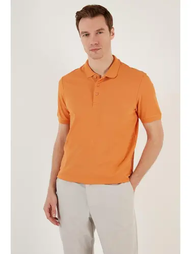 Sarı %100 Pamuk Düğmeli Regular Fit Polo Tişört 5902127-Sarı - 4
