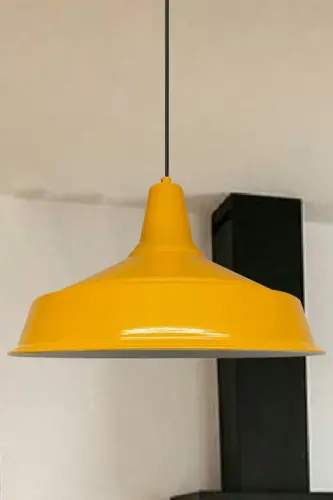 Sarı Asaletli Tekli Avize Retro Sarkıt Ofis Resepsiyon Showroom Salon Mutfak Avizeleri Lamba - Sarı 2 - 1