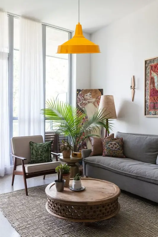 Sarı Asaletli Tekli Avize Retro Sarkıt Ofis Resepsiyon Showroom Salon Mutfak Avizeleri Lamba - Sarı 2 - 5